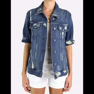James Jeans Big Jack Jean Denim Jacket Distressed Indio Blue Women's Size M NWOT